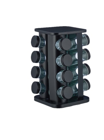 relaxdays Gewürzkarussell in Schwarz - (B)20 x (H)27,5 x (T)20 cm