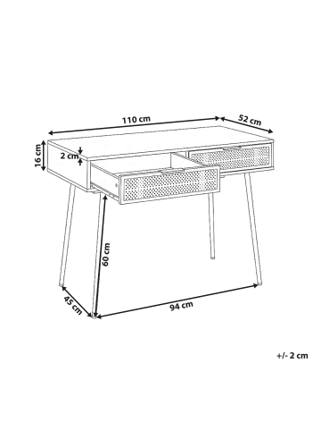 Beliani Schreibtisch CHULA in Weiß/Braun - (W) 110 x (H) 76 x (L) 52 cm