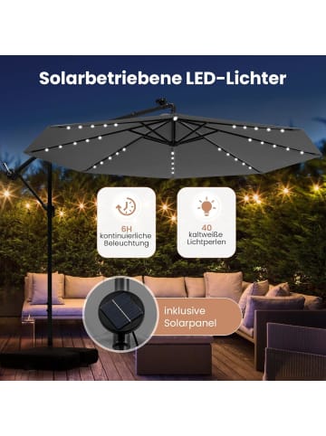 COSTWAY 250 cm Sonnenschirm mit Ständer & LED in Anthrazit