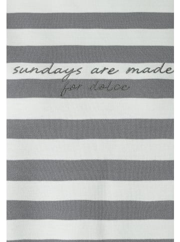 More & More sportives  Kurzarmshirt, gestreift in grey/offwhite
