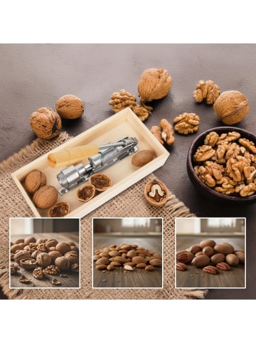 relaxdays Nussknacker in Silber/ Natur