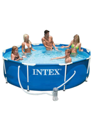 Intex Metal Frame Pool, 366x76cm inkl. Filterpumpe in blau