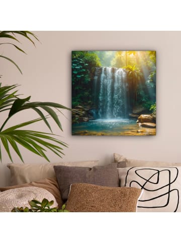 MuchoWow Leinwand Bilder Wasserfall Sonnenstrahlen
