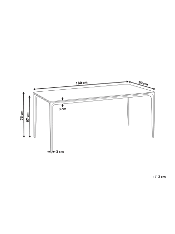 Beliani Esstisch SOVARETO in Weiß/Grau - (W) 90 x (H) 75 x (L) 180 cm
