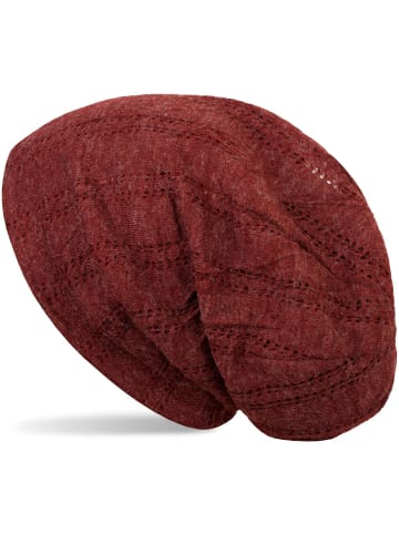 styleBREAKER Feinstrick Beanie Mütze in Bordeaux-Rot