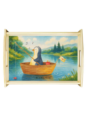 Mr. & Mrs. Panda tablett aus holz Pinguin Angelboot Design ohne ... in Weiß