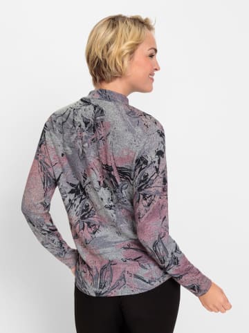 WITT WEIDEN Winter-Shirt in steingrau-altrosa-bedruckt