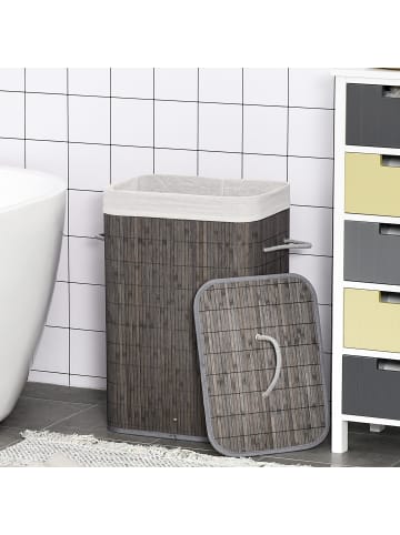 HOMCOM Wäschekorb-43L x 32B x 61H cm-Grau