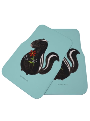 Mr. & Mrs. Panda Schmutzmatte Auto Stinktier Blume ohne Spruch in Türkis Pastell