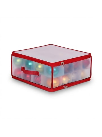 relaxdays Weihnachtskugel-Aufbewahrungsbox in Transparent/ Rot - (B)36 x (H)18 x (T)36 cm