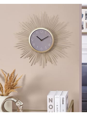 Beliani Wanduhr SOLURA in Gold/Grau - (W) 45 x (H) 45 x (L) 3 cm