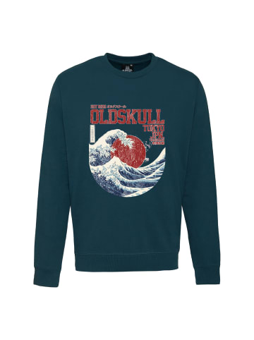 OLDSKULL Sweatshirt Asian Big W Vintage Logo Graphic in Dark green