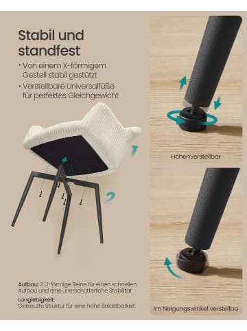 SONGMICS 2er-Set: Esszimmerstuhl in Cremeweiß-Tintenschwarz - (B)62.5 x (H)85 x (T)60 cm