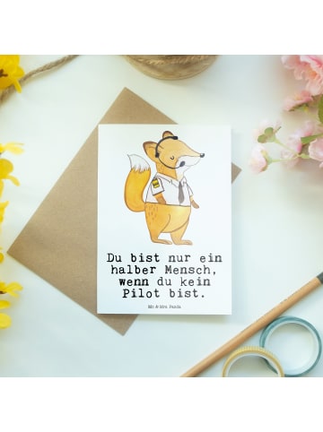 Mr. & Mrs. Panda neujahrskarte Pilot Herz mit Spruch in Weiß