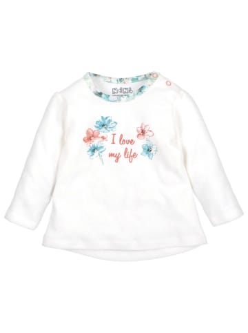 Nini Shirt Langarm Floral in weiß