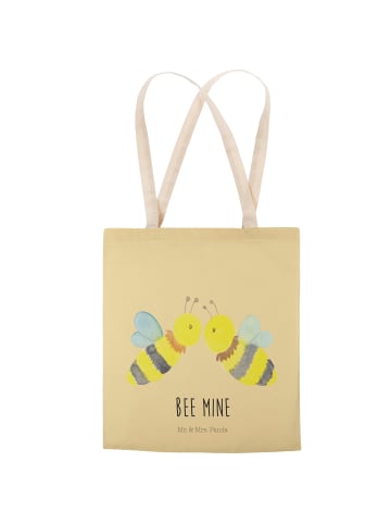 Mr. & Mrs. Panda Tasche Biene Liebe mit Spruch in Gelb Pastell