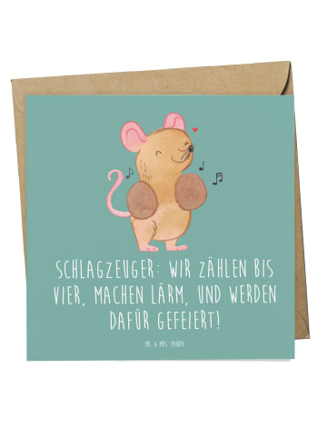 Mr. & Mrs. Panda Klappkarte Schlagzeuger Stolz mit Spruch in Meeresbrise