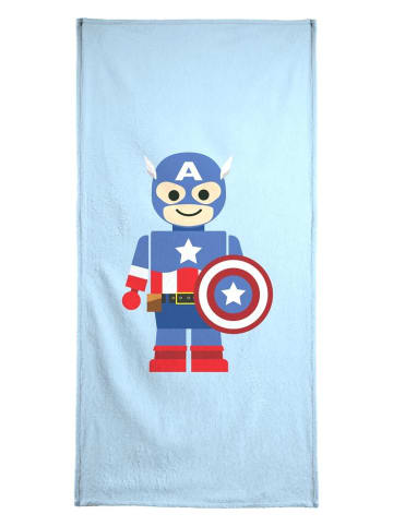 Juniqe Strandtuch "Captain America Toy" in Blau & Rot