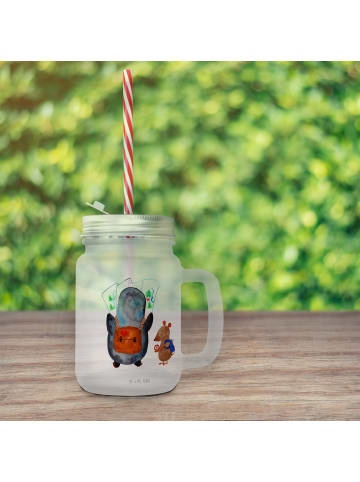 Mr. & Mrs. Panda Trinkglas Mason Jar Pinguin & Maus Wanderer ohn... in Transparent