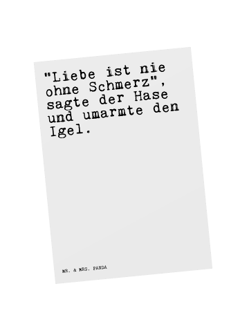 Mr. & Mrs. Panda Grußkarte "Liebe ist nie ohne... mit Spruch in Weiß