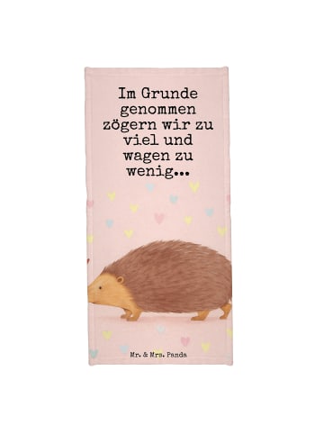 Mr. & Mrs. Panda Badehandtuch Igel Herzen Design mit Spruch in Gelb Pastell