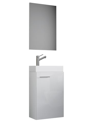 VCM  3-tlg Gäste WC Waschplatz Waschtisch Slito Spiegel in Weiß