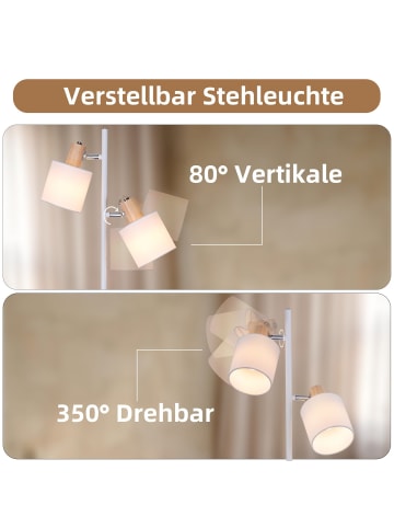 ZMH Stehlampe 2-flammige E14 in weiß Stoffschirm
