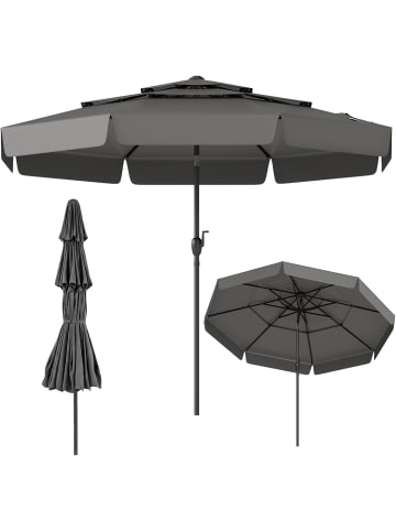 COSTWAY Sonnenschirm 300 cm 3-stöckig mit Volant in Grau