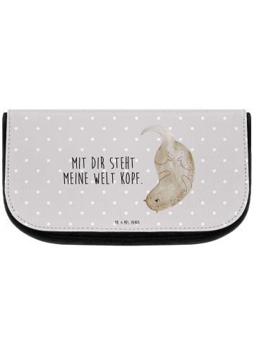 Mr. & Mrs. Panda Waschtasche Otter Kopfüber mit Spruch in Grau Pastell