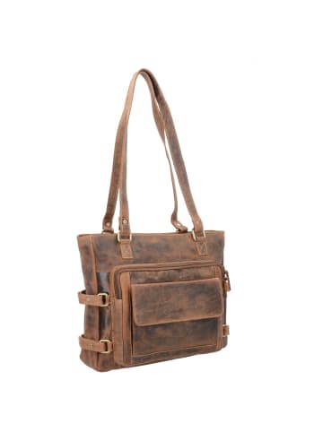 Greenburry Vintage Schultertasche Leder 36 cm in cognac