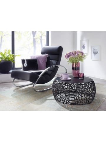 FineBuy Couchtisch in Schwarz / Aluminium / 66x66x30