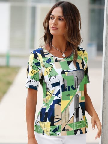 WITT WEIDEN Kurzarmshirt in nachtblau-apfel-bedruckt