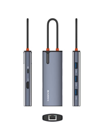COFI 1453 6-in-1 USB-C Hub Adapter – Multifunktionaler Hub mit HDMI in Silber