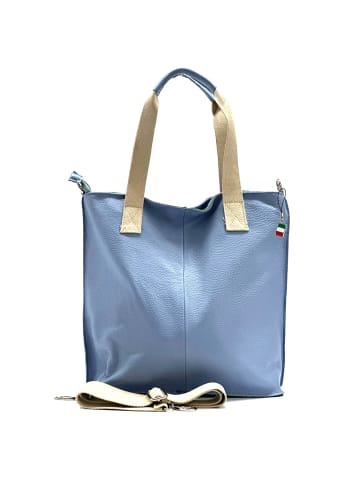 Florence Florence Schultertasche, Shopper Leder hellblau ca. 44cm breit