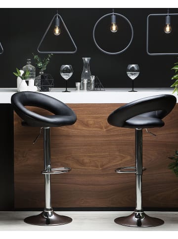 Beliani 2-tlg Drehhocker PEORIA in Schwarz/Silber