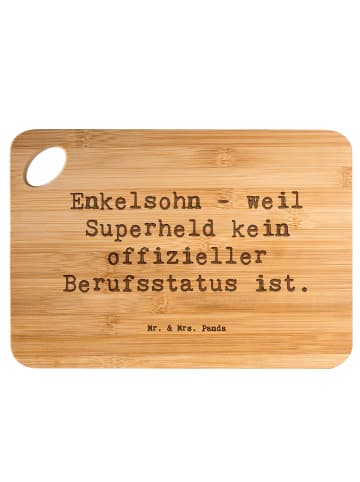Mr. & Mrs. Panda Frühstücksbrett Spruch Enkelsohn Held mit Spruch in Braun