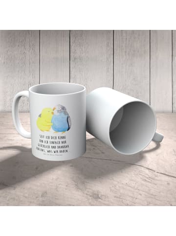 Mr. & Mrs. Panda Kindertasse Wellensittich Liebe mit Spruch in Weiß