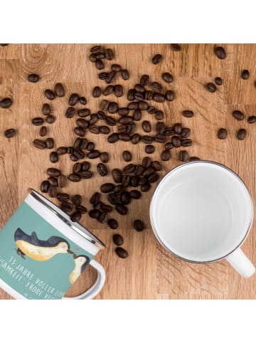 Mr. & Mrs. Panda Camping Emaille Tasse 13. Hochzeitstag Veilchen... in Meeresbrise