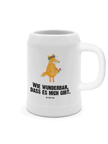 Mr. & Mrs. Panda Seidel Fuchs Blumen mit Spruch in Weiß