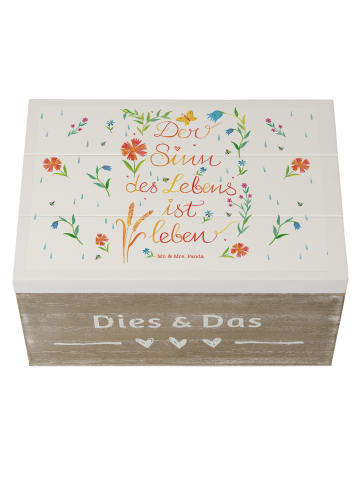 Mr. & Mrs. Panda Holzbox Sinn des Lebens mit Spruch in Bunt