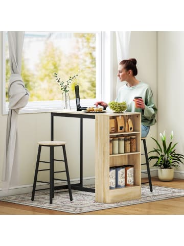 HOMCOM Bartisch Set-91L x 49B x 91H cm-Eiche+Schwarz