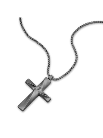 Police Herren-Halskette Contorto Grau Anthrazit