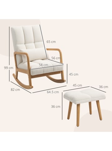 HOMCOM Schaukelstuhl mit Hocker-64,5L x 82B x 99H cm-Weiß