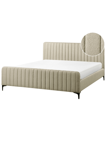 Beliani 2-tlg Doppelbett LUNAN in Beige/Schwarz