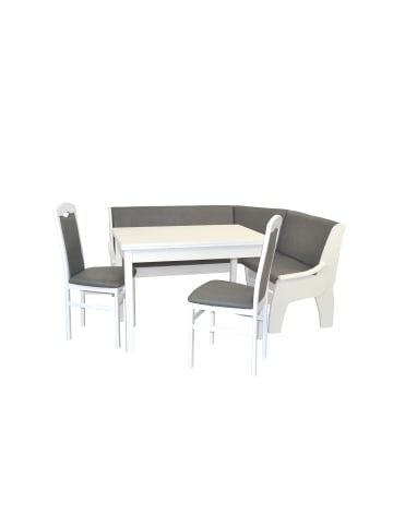 möbel-direkt 4tlg. Eckbankgruppe 125x165 cm Schenkelmaß in weiß/grau