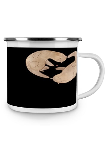 Mr. & Mrs. Panda Emaille Tasse 6. Hochzeitstag Zuckerhochzeit mi... in Schwarz