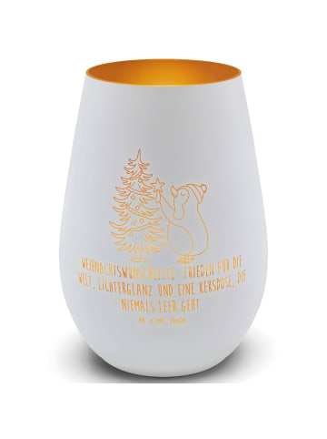 Mr. & Mrs. Panda Teelichthalter Pinguin Weihnachtsbaum mit Spruch in Weiß