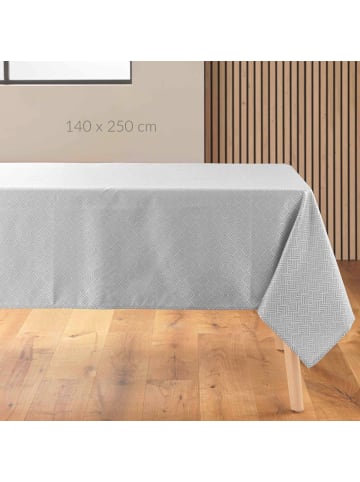 Douceur d’Intérieur Jacquard-Tischdecke mit metallic Muster, AZULINE in Grau, 140 x 250 cm