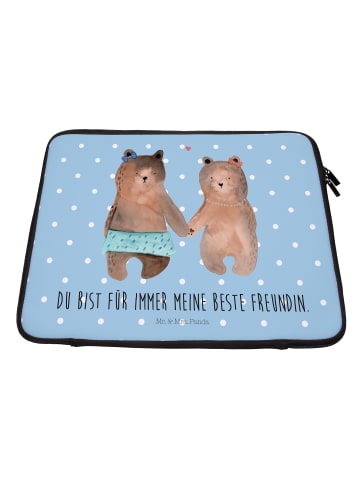 Mr. & Mrs. Panda Laptop Tasche Bär Freundin mit Spruch in Blau Pastell