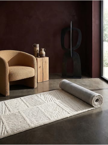 KADIMA DESIGN Kurzflor-Teppich Handgetuftet CARVE Geometrisch 67% Wolle Pflegeleicht in Natur